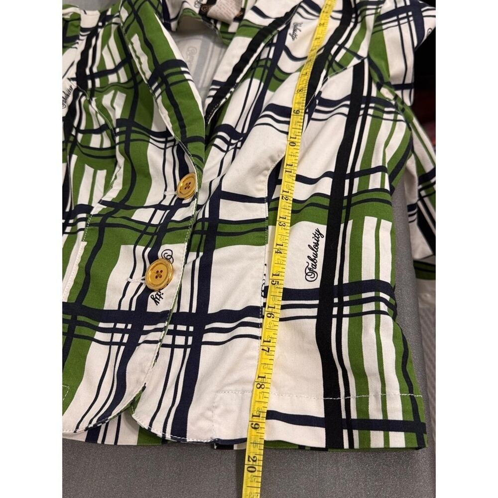 Fabulosity Blazer Women's L Vintage Green Navy Plaid Button Cotton Stretch Y2K - Picture 10 of 10
